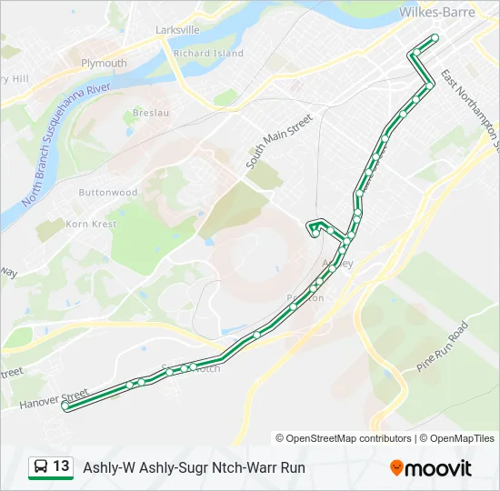 13 Bus Line Map