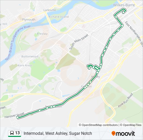 Mapa de 13 de autobús