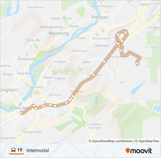 19 bus Line Map