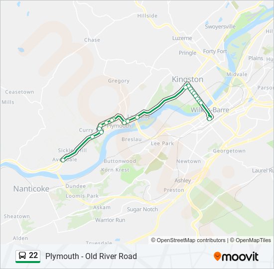 22 bus Line Map