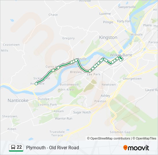 22 bus Line Map