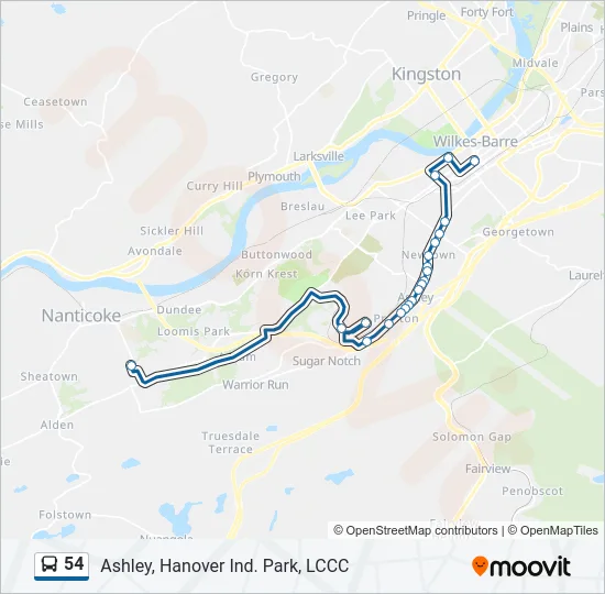 54 Bus Line Map