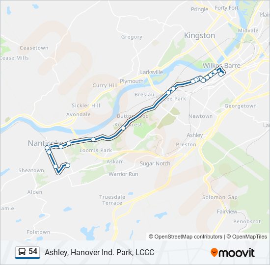 Mapa de 54 de autobús