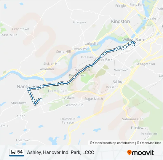 54 Bus Line Map