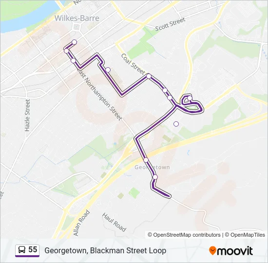 55 Bus Line Map