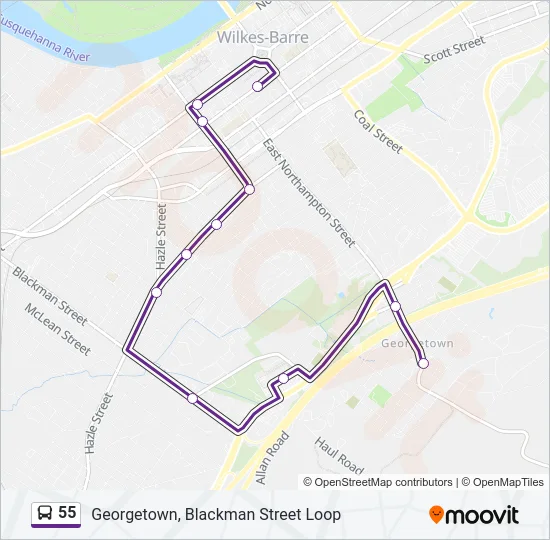 55 Bus Line Map
