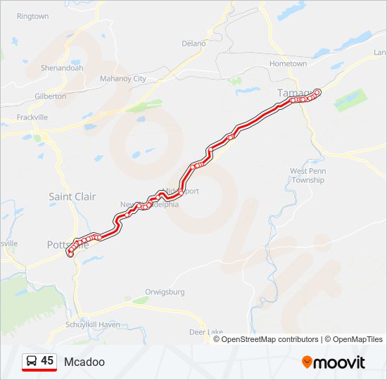 45 bus Line Map