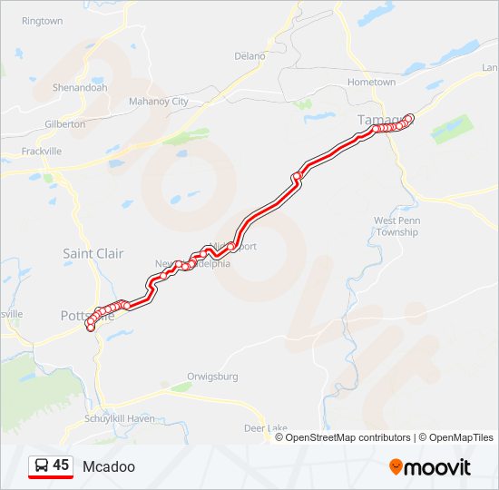 45 bus Line Map