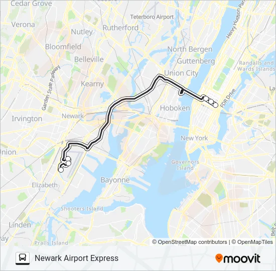 NEWARK AIRPORT EXPRESS Bus Line Map