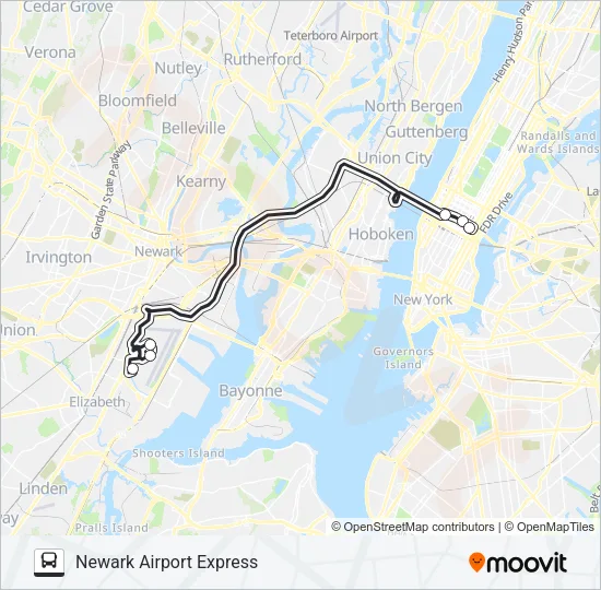 NEWARK AIRPORT EXPRESS Bus Line Map