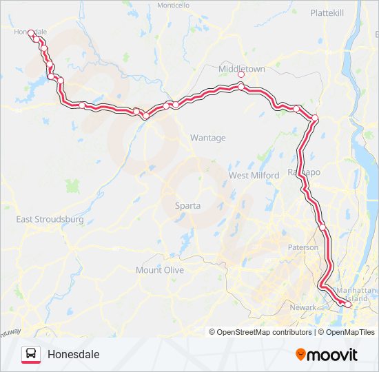 Mapa de SHORTLINE HUDSON de autobús