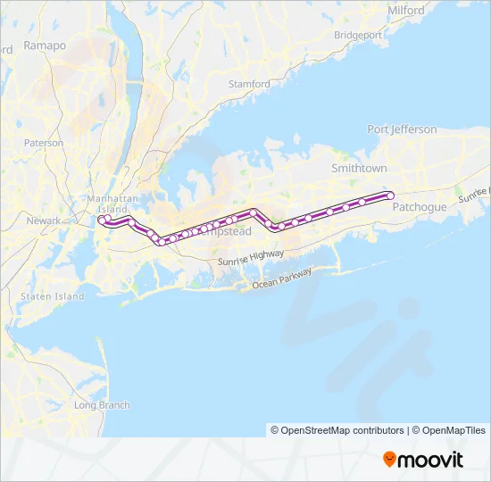 RONKONKOMA BRANCH Train Line Map