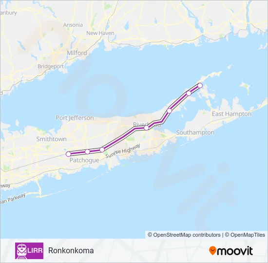 RONKONKOMA BRANCH Train Line Map