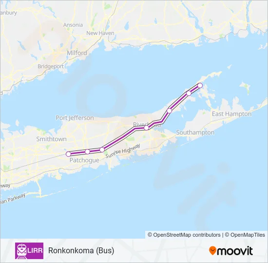 RONKONKOMA BRANCH Train Line Map