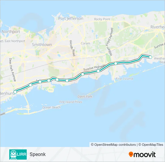 MONTAUK BRANCH Train Line Map
