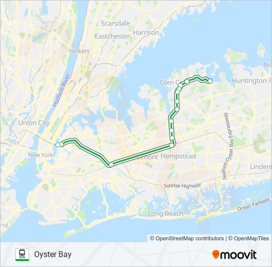 OYSTER BAY BRANCH train Line Map