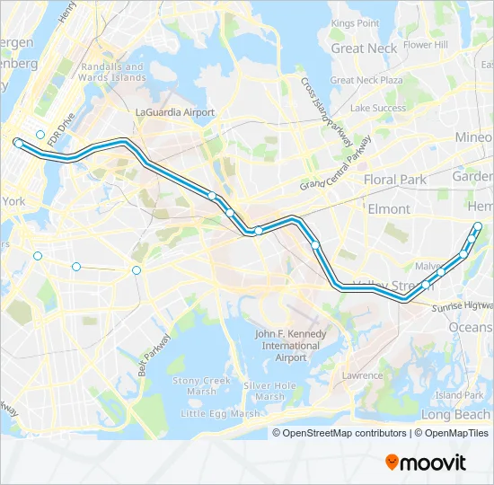 WEST HEMPSTEAD BRANCH Train Line Map