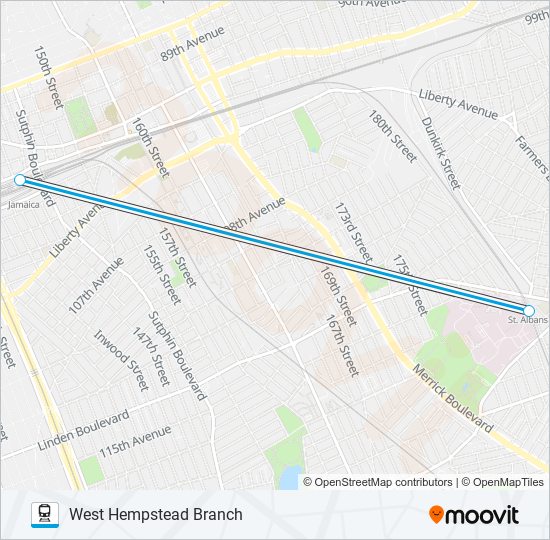 WEST HEMPSTEAD BRANCH train Line Map