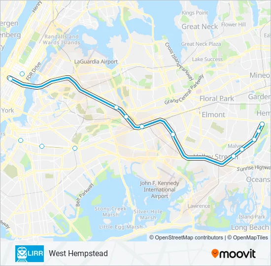 WEST HEMPSTEAD BRANCH Train Line Map