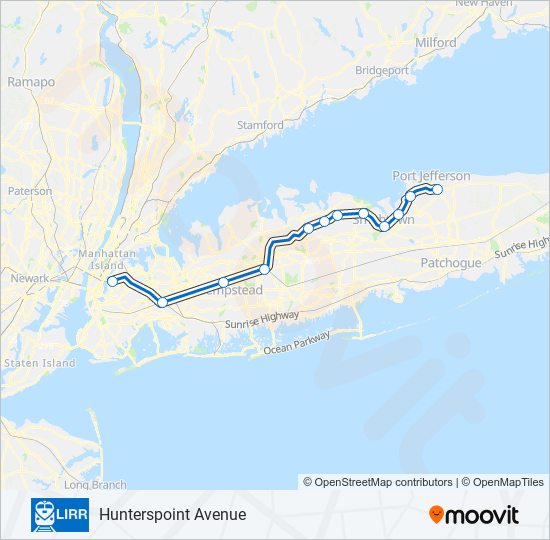 PORT JEFFERSON BRANCH Train Line Map