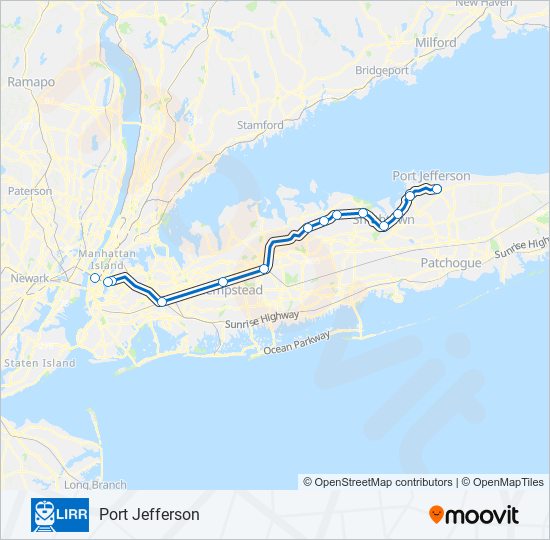 PORT JEFFERSON BRANCH Train Line Map