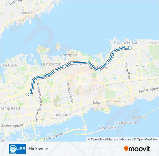 PORT JEFFERSON BRANCH Train Line Map