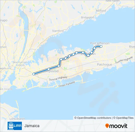 PORT JEFFERSON BRANCH Train Line Map