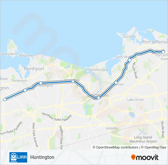 PORT JEFFERSON BRANCH Train Line Map