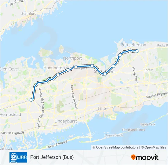 PORT JEFFERSON BRANCH Train Line Map