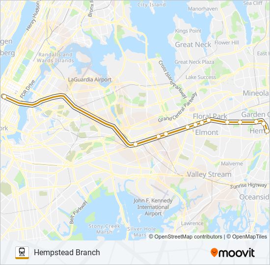 Mapa de HEMPSTEAD BRANCH de tren