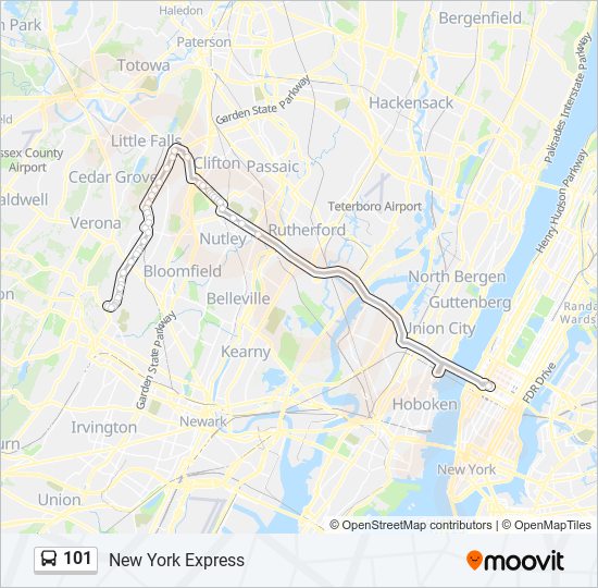 101 bus Line Map