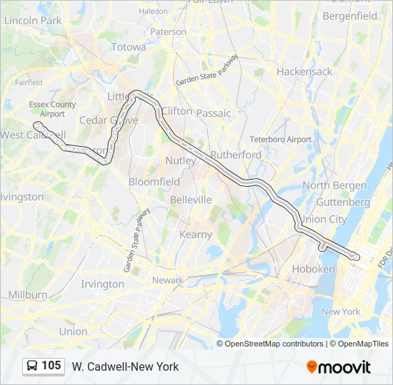 105 Bus Line Map