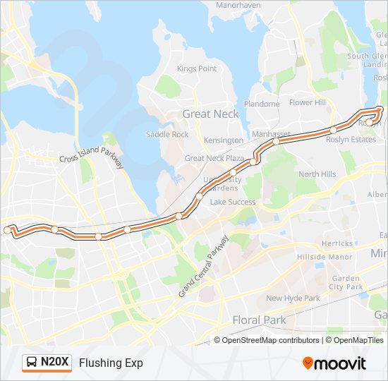 Mapa de N20X de autobús