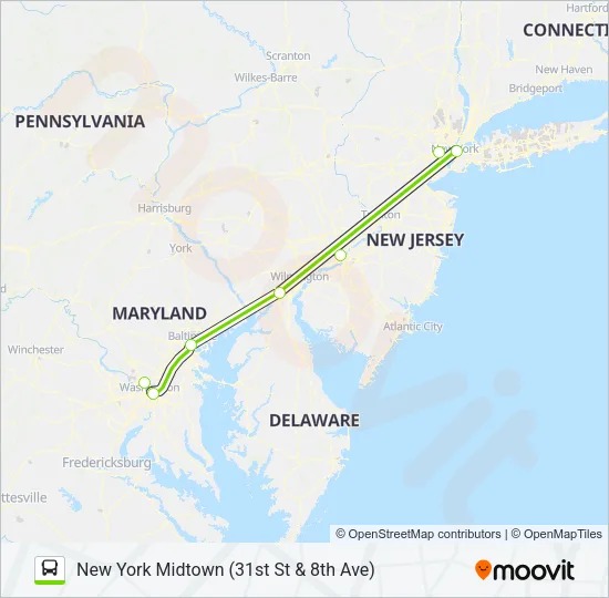 FLIXBUS 2601 Bus Line Map