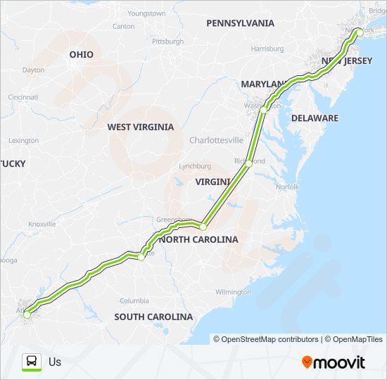 FLIXBUS N2470 bus Line Map