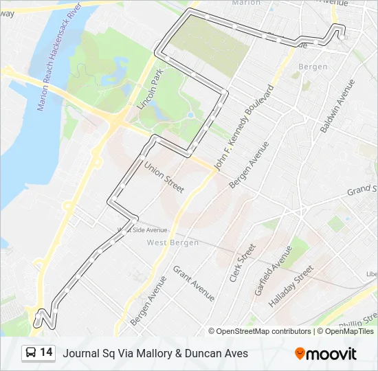 14 Bus Line Map