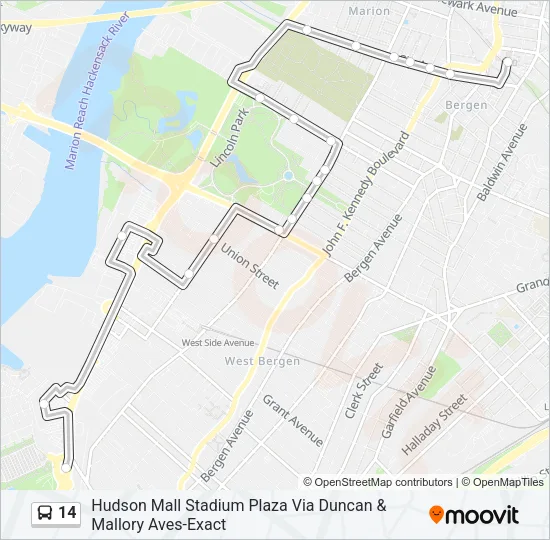 14 Bus Line Map