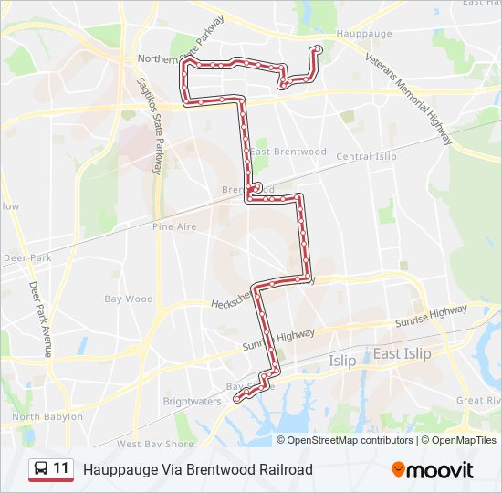 11 Route Schedules Stops Maps Hauppauge Via Brentwood