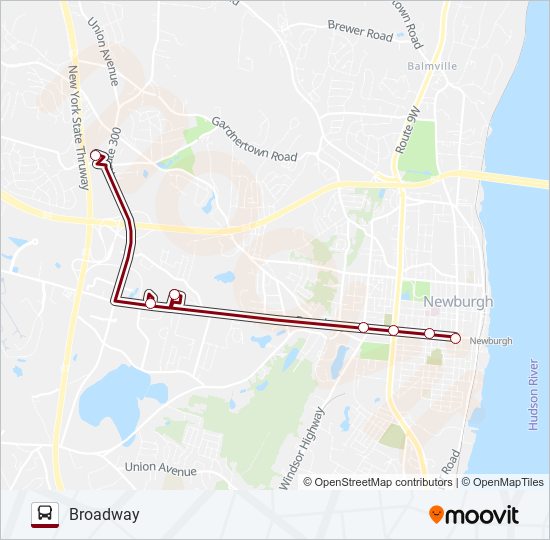 BROADWAY bus Line Map