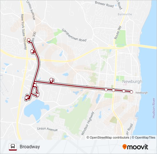 BROADWAY bus Line Map