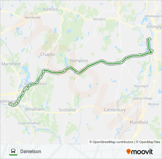 W993 NEW WILLIMANTIC-DANIELSON Bus Line Map
