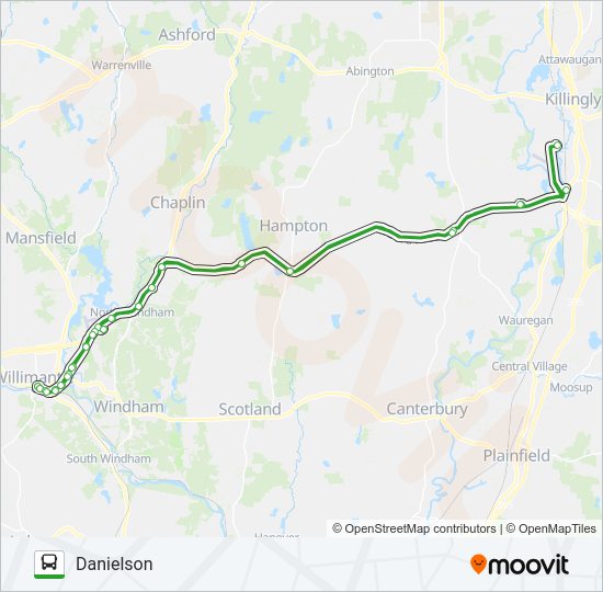 W993 NEW WILLIMANTIC-DANIELSON Bus Line Map