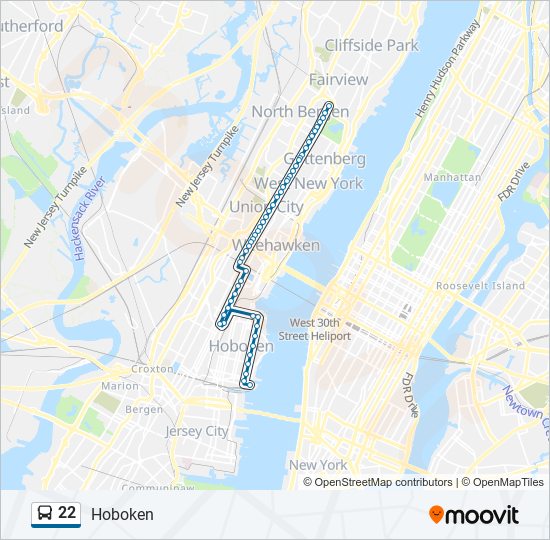 22 bus Line Map