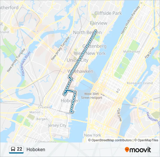 22 Bus Line Map