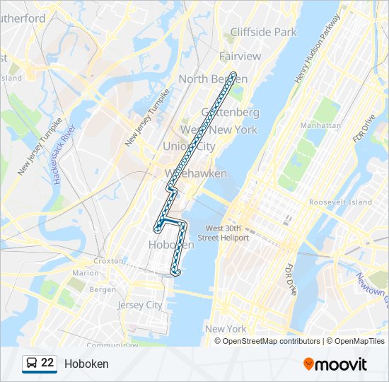 22 Route: Schedules, Stops & Maps - Hoboken (Updated)
