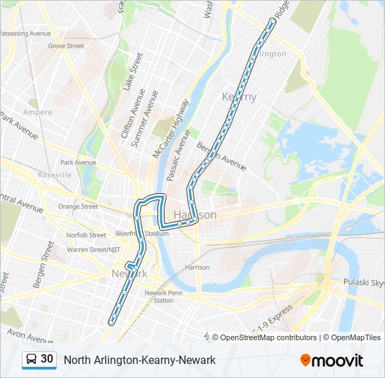 30 bus Line Map