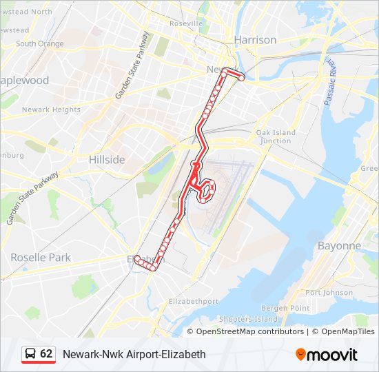 62 Route: Stops & Maps - Elizabeth EWR Terminals (Updated)