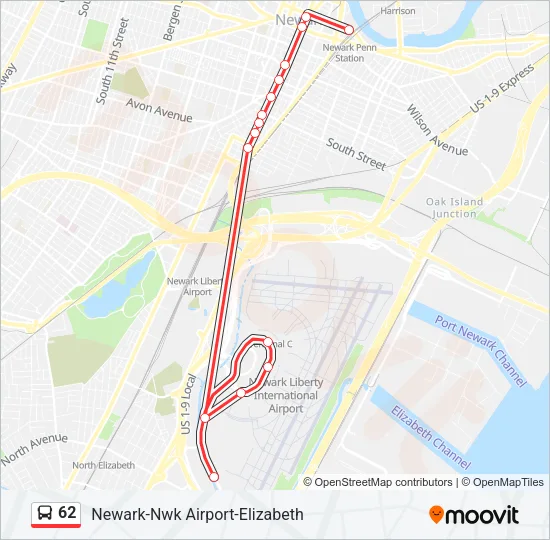 62 Bus Line Map