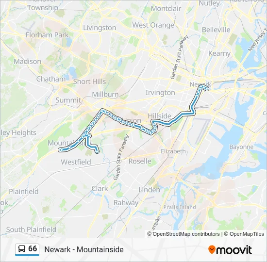 66 Route: Schedules, Stops & Maps - X Mountainside UC Cranford
