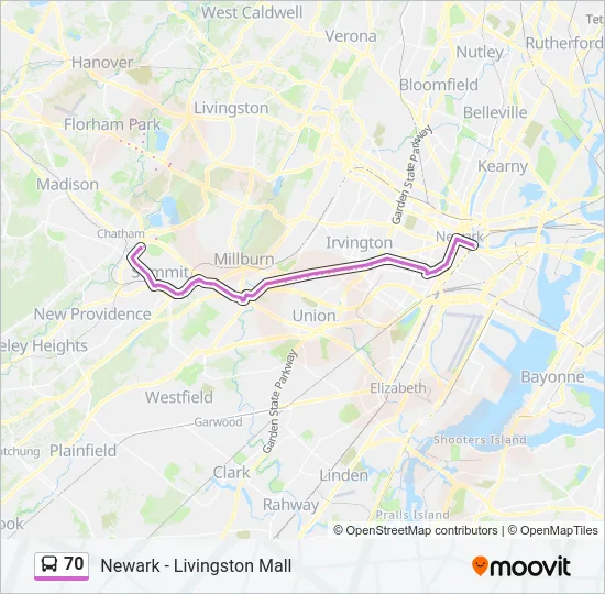 70 Bus Line Map